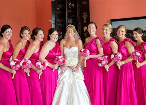 Hot Pink Long Bridesmaid Dresses Pink Wedding Dress Bridesmaids Fuchsia Wedding Colors