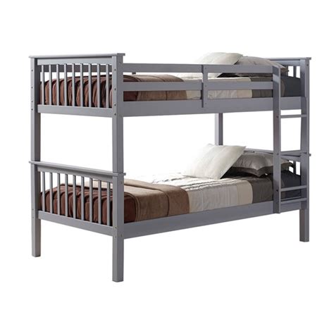 Walker Edison Solid Wood Twin Over Twin Mission Design Bunk Bed Grey