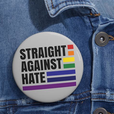 straight against hate ally lgbtq ally pin gay pride lgbtq etsy