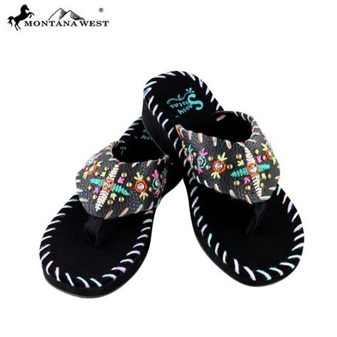 sassy sister embroidered montana west flip flops black montana west american bling trinity