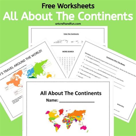 printable continents worksheets  kids worksheets  kids