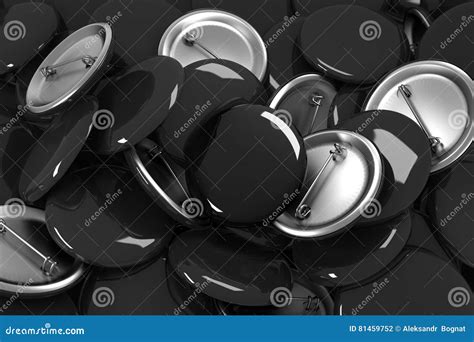 Many Black Blank Button Badges Mockup 3d Rendering Stock Photo Image