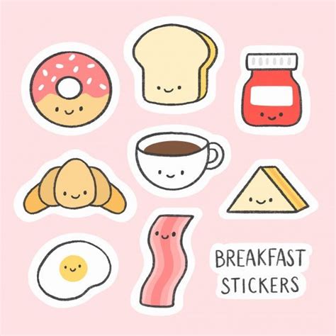 Kawaii Cute Food Stickers Printable Pdf Perfect For Erin Condren