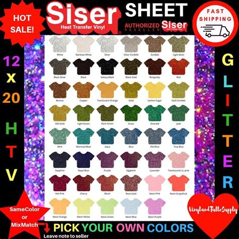 12 X 20 1 Sheet Glitter Siser Easyweed Htv Etsy