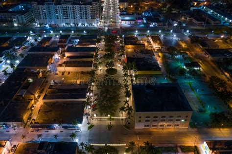 Aerial Night Photo Holiday Lights On Hollywood Boulevard Florida