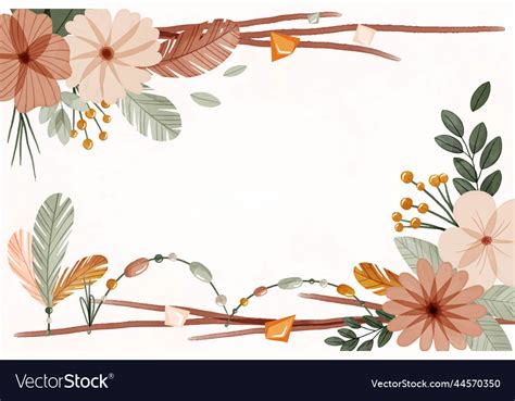 Watercolor Boho Background With Flowers Leaves Vector Image