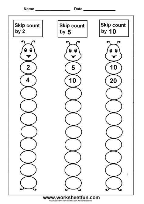 Skip Count By 5 Worksheet 2 10 1st Grade Math Worksheets First