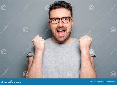 Man Feeling Good After Big Win Isolated Background Stock Image Image