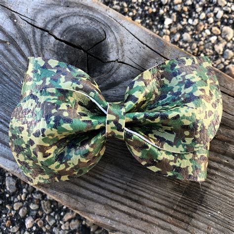 Camouflage Hair Bow Green Hair Clip Army Hair Accessory Etsy