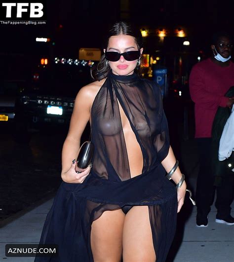 addison rae sexy seen sowing off her ass in a see through dress at the met gala after party at