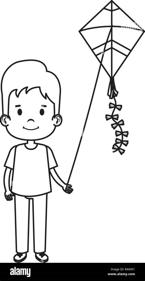 Little Boy Flying Kite Vector Illustration Design Stock Vector Image