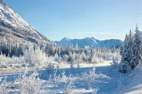 Snow Covered Landscape Along The East Fork Of The Six Mile Creek On The