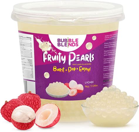 Bubble Blends Lychee Popping Boba 1kg Boba Balls With Real Fruit