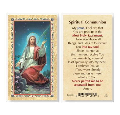 Spiritual Communion Gold Stamped Laminated Holy Card 25 Pack Buy