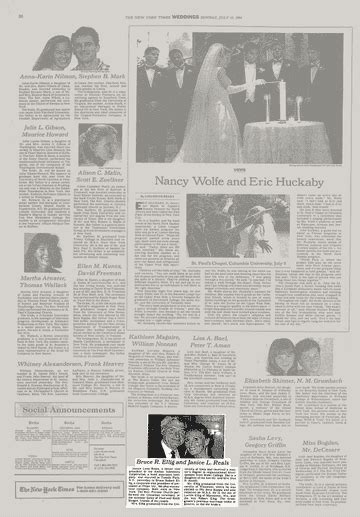 Weddings Bruce R Ellig And Janice L Reals The New York Times