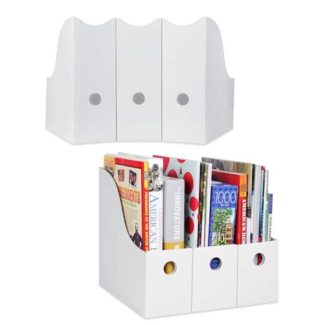 Buy Magazine File Holder Set Of 6 White Sturdy Cardboard Magazine