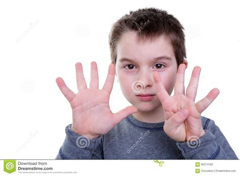 Child Counting With Eight Fingers Stock Photo Image Of Number Child