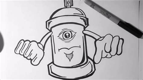 How To Draw Graffiti Character One Eye Spray Can Youtube