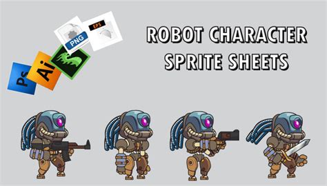 Artstation 2d Robot Game Character Sprite Sheet Game Assets