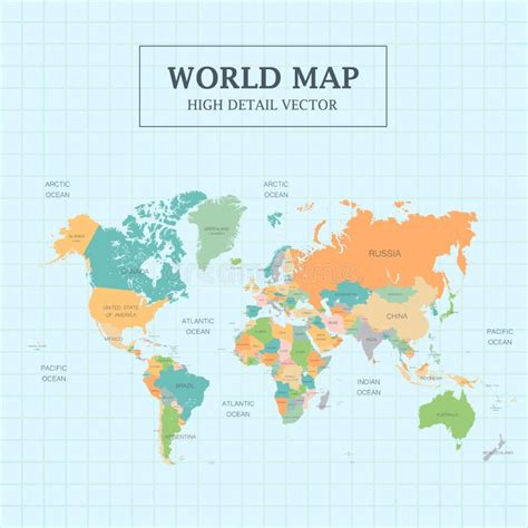 Vector Illustration Colorful Map Of World High Detail Political Map Images