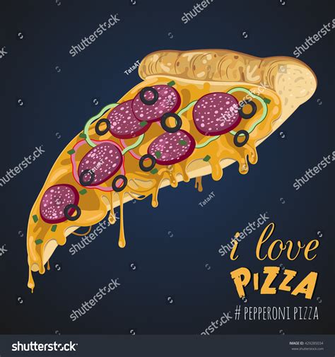 Vector Illustration Tasty Slice Pepperoni Pizzavector Stock Vector