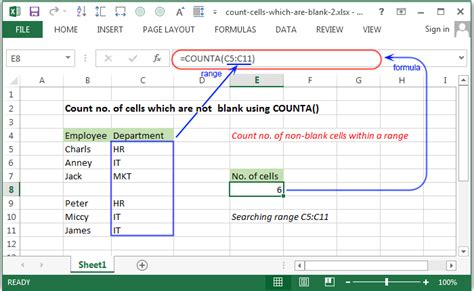 Excel Count Count No Of Cells Which Are Not Blank Using Counta
