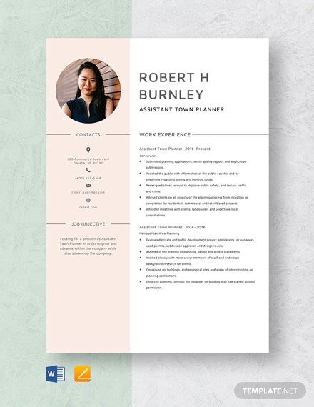 Tailoring your cv can make it stand out. Assistant Town Planner Resume Template - Word (DOC ...