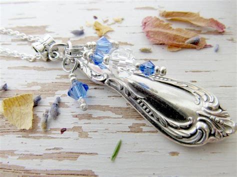 Spoon Necklace Recycled Silverware Upcycled Ts Sapphire Etsy