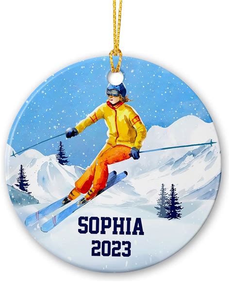 Snow Skiing Christmas Ornament Personalized Skier Skiing