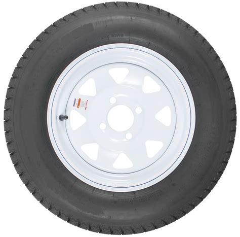 trailer tire on rim st175 80d13 175 80 d 13 load c 4 lug white spoke wheel