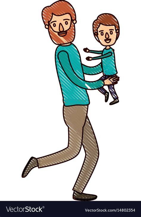 Color Crayon Stripe Cartoon Full Body Man Carrying