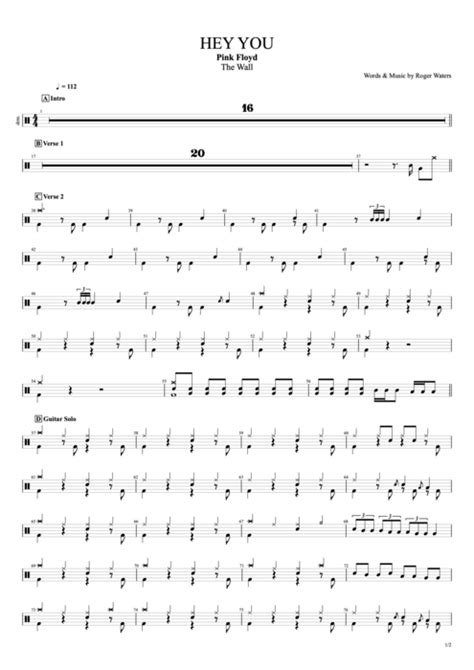 Hey You Tab By Pink Floyd Guitar Pro Full Score Mysongbook