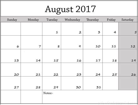 There is no hidden cost. august 2017 calendar fillable | Excel calendar template ...