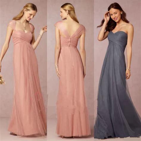 2015 Brush Pink Plus Size Empire Maternity Tulle Bridesmaid Dresses