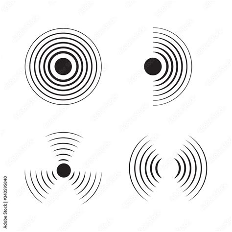 Sonar Signal Wave Vector Icon Round Pulse Sonic Frequency Graphic