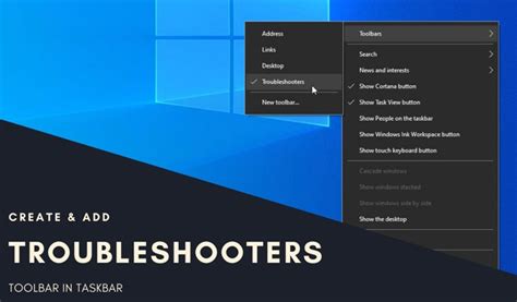 How To Add Or Remove Troubleshooters Toolbar On Taskbar In Windows