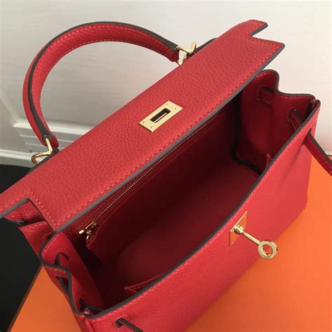 Original Copy Hermes 25cm Kelly Bag Togo Leather Handbag Red