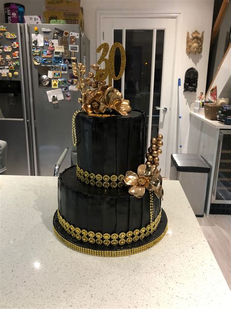 Black And Gold 30th Birthday Cake Birthdaycakes30thbirthdaycakes