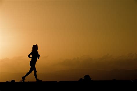 Free Images Horizon Silhouette Girl Woman Sunrise Sunset Sunlight Morning Running