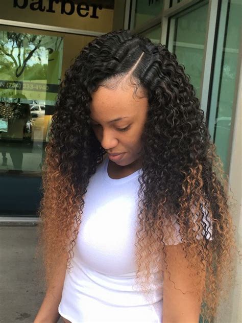 Side Part Sew In Hair Styles Beautiful Curly Hair Crimped Hair