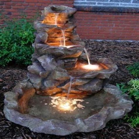 Lighted Stone Springs Outdoor Garden Water Fountain W Halogen Lights