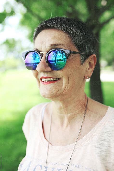 Trendy Elderly Woman Wearing Sunglasses By Jovana Rikalo