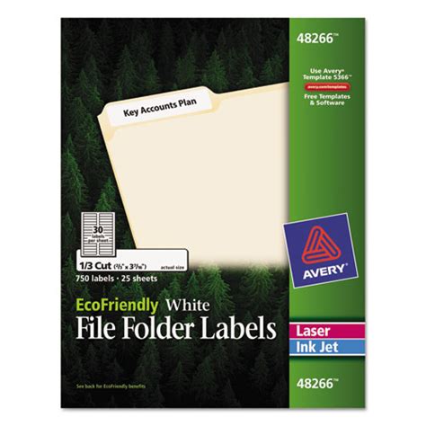 Avery 48266 Ecofriendly File Folder Labels 23 X 3 716 White 750