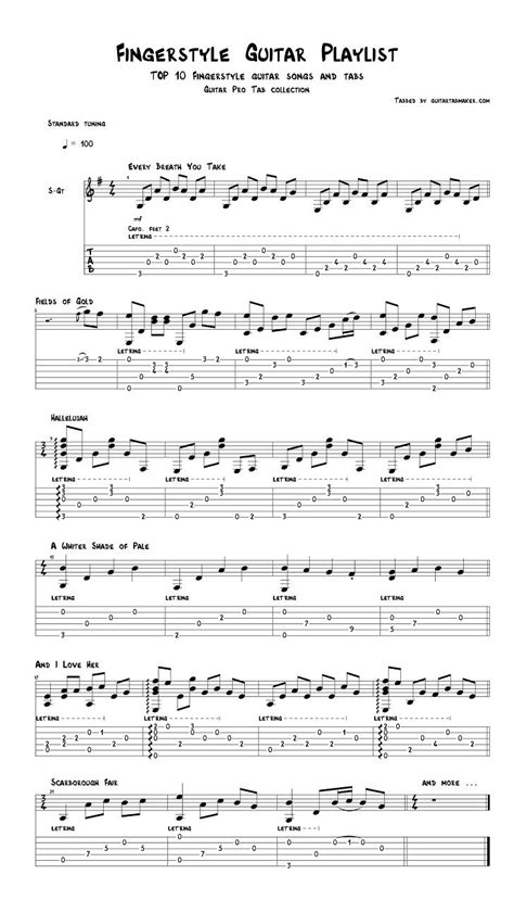 Top 10 Easy Acoustic Fingerstyle Guitar Tabs Pdf Guitar Pro