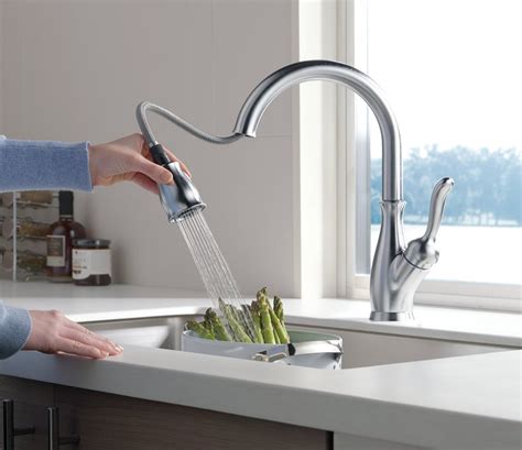 Drooping kitchen faucets are something we have all encountered. Delta Faucet Leland Single Handle Pull-Down Kitchen Faucet ...