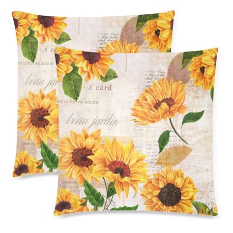 Ykcg 2 Pack Watercolor Floral Summer Sunflower Pillowcase Protector