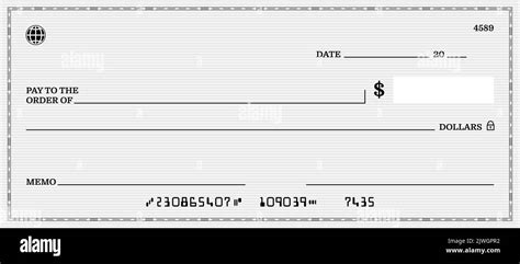 Blank Bank Check Checkbook Cheque Template For Dollars Payment Vector