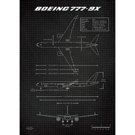 Boeing B777 9x Poster Aircraft Design Blueprint Wall Art Print Etsy