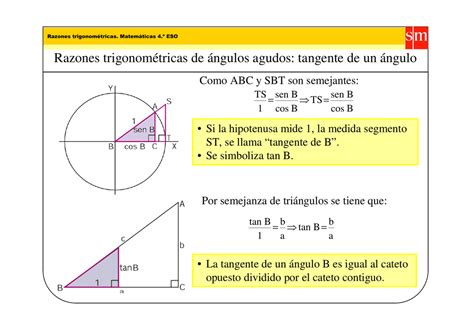 Razones trigonométricas de ángulos agudos tangente de un ángulo
