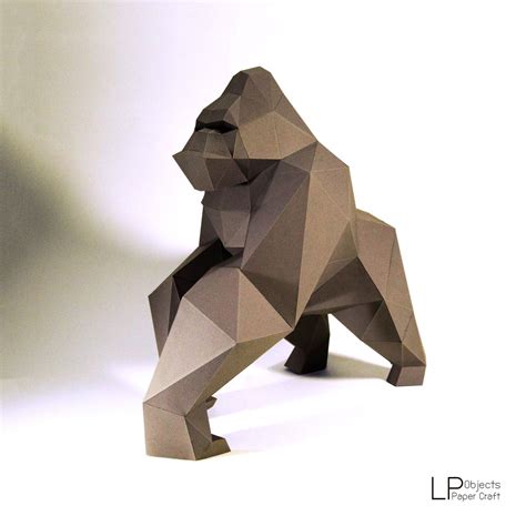 Gorilla King Kong Paper Craft Digital Template Origami PDF Etsy Paper Sculpture Paper